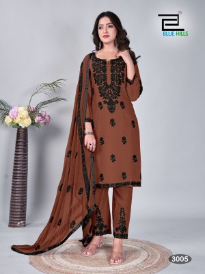 Black Bunny vol 3 by blue Hills reyon with work kurti pant and dupatta catalogue at affordable rate readymade suit catalogs