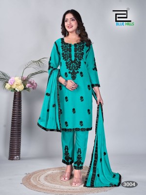 Black Bunny vol 3 by blue Hills reyon with work kurti pant and dupatta catalogue at affordable rate readymade suit catalogs