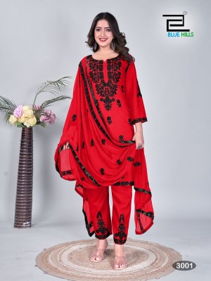 Black Bunny vol 3 by blue Hills reyon with work kurti pant and dupatta catalogue at affordable rate readymade suit catalogs