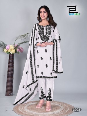 Black Bunny vol 3 by blue Hills reyon with work kurti pant and dupatta catalogue at affordable rate readymade suit catalogs