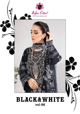 Black and white karachi queen vol 6 by nafisa cotton unstitched dress material catalogue  Nafisha cotton