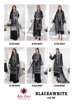 Black and white karachi queen vol 6 by nafisa cotton unstitched dress material catalogue  salwar kameez catalogs