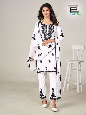 Black and white vol 5 by Blue hills new fancy thread work readymade suit catalogue readymade suit catalogs