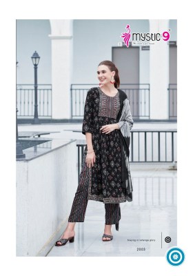 Black beauty vol 2 by Mystic 9 Fancy  foil printed kurti pant and dupatta catalogue at affordable rate readymade suit catalogs