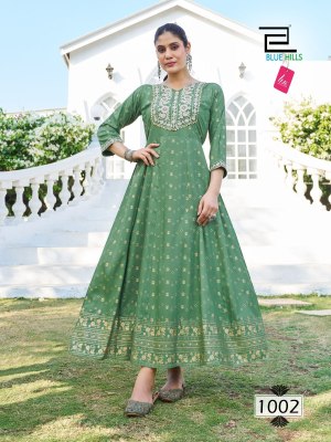 Block Buster Nx by Blue hills anarkali gown neck embroidered gown catalogue at affordable rate gown catalogs