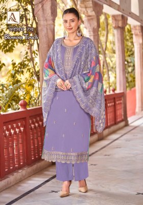 Blossom Touch by Alok suit pure zam cotton embroidered unstitched suit collection at affordable rate salwar kameez catalogs