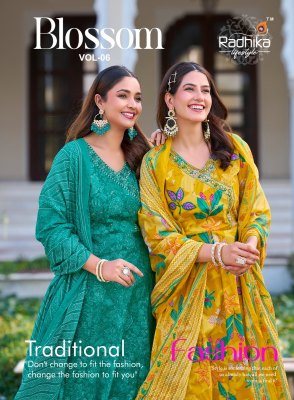 Blossom vol 6 by Radhika Lifestyle Cotton embroidered flair Anarkali suit collection with affordable rate Radhika Lifestyle