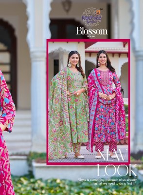 Blossom vol 6 by Radhika Lifestyle Cotton embroidered flair Anarkali suit collection with affordable rate readymade suit catalogs