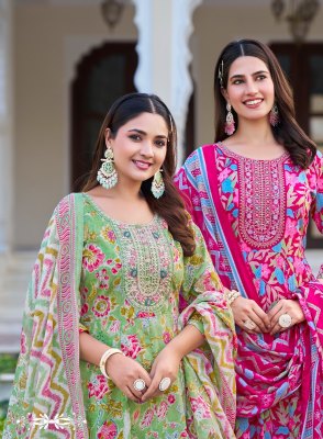Blossom vol 6 by Radhika Lifestyle Cotton embroidered flair Anarkali suit collection with affordable rate readymade suit catalogs