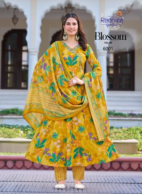 Blossom vol 6 by Radhika Lifestyle Cotton embroidered flair Anarkali suit collection with affordable rate readymade suit catalogs