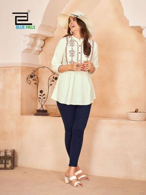 Blue Hills Black Berry Embroidery work Short Top Kurti Catalogue wholesale  kurtis catalogs