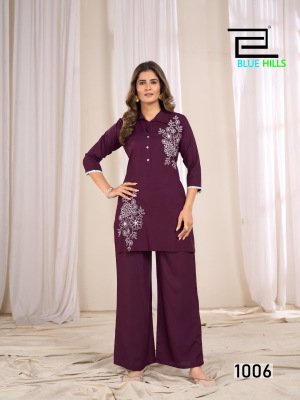 Blue Hills Blast Heavy Rayon Kurti with Plazo Bulk Ethnic Wear Catalog Wholesale kurtis catalogs