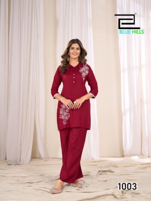 Blue Hills Blast Heavy Rayon Kurti with Plazo Bulk Ethnic Wear Catalog Wholesale kurtis catalogs