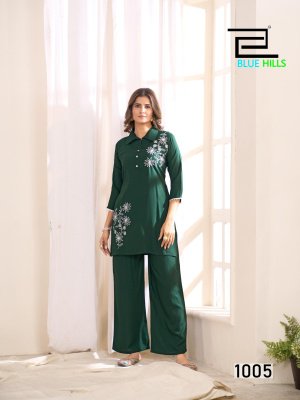 Blue Hills Blast Heavy Rayon Kurti with Plazo Bulk Ethnic Wear Catalog Wholesale kurtis catalogs