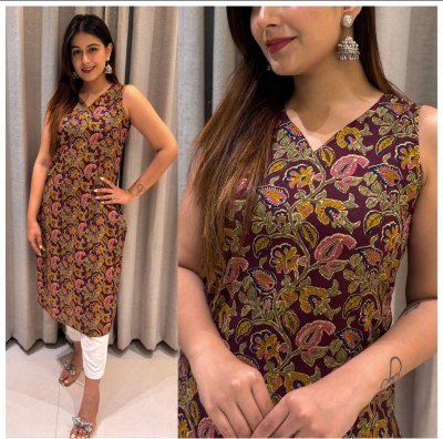 Blue Hills Blush 7.0 Sleeveless Cotton Printed Kurti with Pocket Regular And Office Wear Wholesale kurtis catalogs