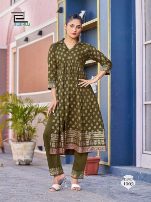 Blue Hills Cassata 2pce Alia Cut Kurti with Pant set Kurti catalogue wholesaler supplier  kurtis catalogs