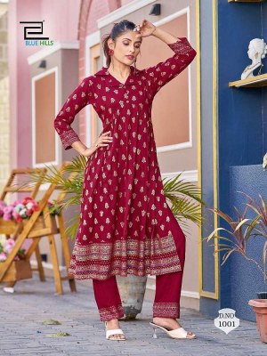 Blue Hills Cassata 2pce Alia Cut Kurti with Pant set Kurti catalogue wholesaler supplier  kurtis catalogs