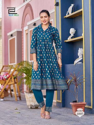 Blue Hills Cassata 2pce Alia Cut Kurti with Pant set Kurti catalogue wholesaler supplier  kurtis catalogs