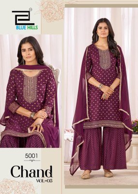 Blue Hills Chand Vol 5 3pcs Sharara Set Rayon Foil Print Top Rayon Sharara Nazmin Lace Dupatta Kurti Catalogs  Wholesale Product kurtis catalogs