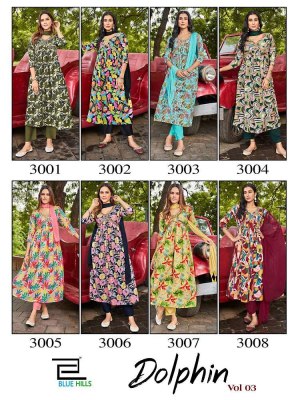 Blue Hills Dolphin  vol 3 Alia Cut Embroidery Work Readymade wholesale Kurti catalogue   kurtis catalogs