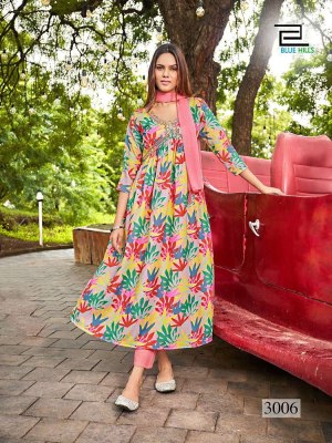 Blue Hills Dolphin  vol 3 Alia Cut Embroidery Work Readymade wholesale Kurti catalogue   kurtis catalogs