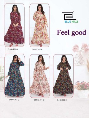 Blue Hills Feel good Anarkali gown ready made suits catalogue wholesaler  kurtis catalogs