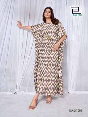 Blue Hills Glory  Rayon Printed Kaftan Kurti design wholesaler   kurtis catalogs