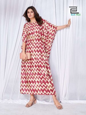 Blue Hills Glory  Rayon Printed Kaftan Kurti design wholesaler   kurtis catalogs