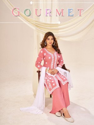 Blue Hills Gourmet White Thread Work Plazo Set with Naznin Dupatta And Wholesale kurtis catalogs