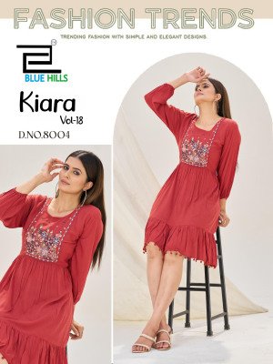 Blue Hills Kiara vol 18 Rayon Embroidery work Short Top Collection  western wear catalogs