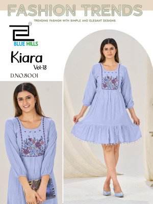 Blue Hills Kiara vol 18 Rayon Embroidery work Short Top Collection  western wear catalogs