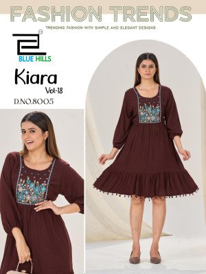 Blue Hills Kiara vol 18 Rayon Embroidery work Short Top Collection  western wear catalogs