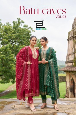Blue Hills Kurti Batu Caves Vol 3 Rayon Kurti with Heavy Chanderi Printed Dupatta  Dori  Sequin Embroidery Wholesale wholesale catalogs