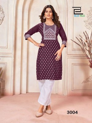 Blue Hills Peacock Vol 3 Rayon Printed Wholesale Kurti catalogue kurtis catalogs