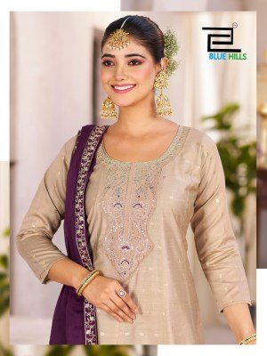 Blue Hills Sindoor Vol 3 Top Bottom Dupatta  Chanderi Buti Jari with Coding Embroidery And Wholesale kurtis catalogs