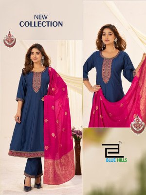 Blue Hills Taj Mahal VOL 10 offers 3 PCS suit sets in Roman Silk with Jacquard dupatta Wholesale readymade suits with exclusive designs superior quali wholesale catalogs
