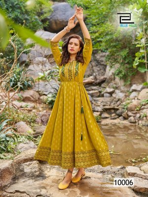 Blue Hills by Encounter vol 10 Anarkali gown with Embroidery kurti catalogue at wholesale price  kurtis catalogs