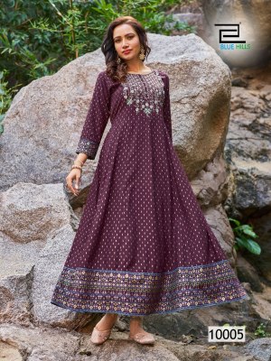 Blue Hills by Encounter vol 10 Anarkali gown with Embroidery kurti catalogue at wholesale price  kurtis catalogs