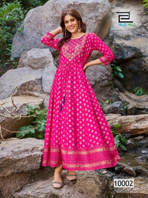 Blue Hills by Encounter vol 10 Anarkali gown with Embroidery kurti catalogue at wholesale price  kurtis catalogs