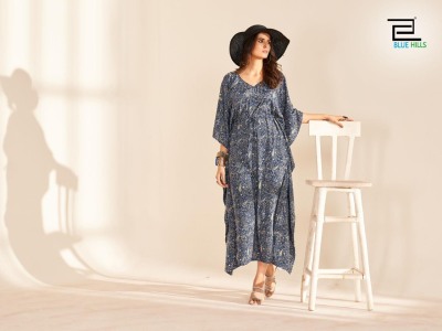 Blue Hills by fire walk vol 5  luanch a Heavy French crape soft feel kaftan catalog at wholesale price western wear catalogs