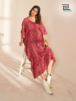 Blue Hills by fire walk vol 5  luanch a Heavy French crape soft feel kaftan catalog at wholesale price western wear catalogs