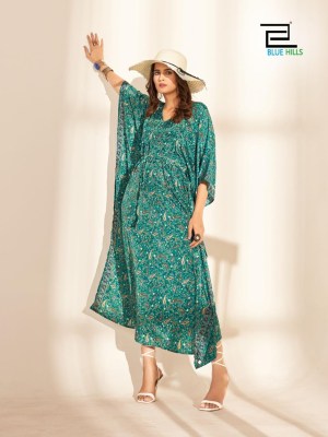 Blue Hills by fire walk vol 5  luanch a Heavy French crape soft feel kaftan catalog at wholesale price western wear catalogs