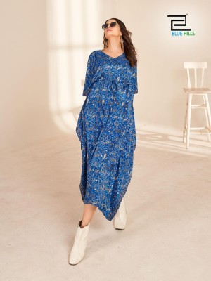 Blue Hills by fire walk vol 5  luanch a Heavy French crape soft feel kaftan catalog at wholesale price western wear catalogs