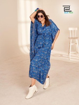 Blue Hills by fire walk vol 5  luanch a Heavy French crape soft feel kaftan catalog at wholesale price western wear catalogs