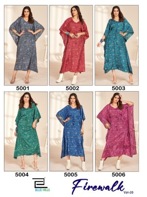 Blue Hills by fire walk vol 5  luanch a Heavy French crape soft feel kaftan catalog at wholesale price western wear catalogs