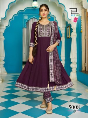 Blue Hills by jailer vol 5 heavy chanderi reyon embroidered readymade suit catalogue at affordable rate readymade suit catalogs