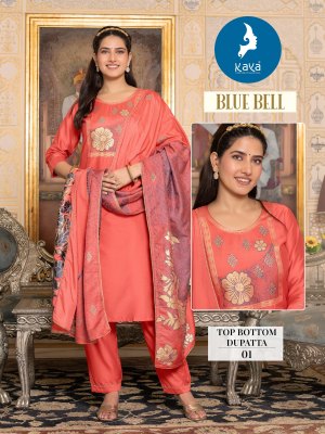 Blue bell by kaya chanderi jecquard trendy readymade suit catalogue at affordable rate Kaya kurti