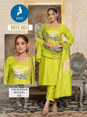 Blue bell by kaya chanderi jecquard trendy readymade suit catalogue at affordable rate readymade suit catalogs