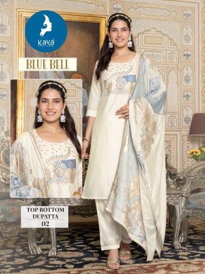 Blue bell by kaya chanderi jecquard trendy readymade suit catalogue at affordable rate readymade suit catalogs