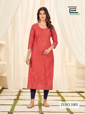 Blue hills Classmate Vol 1 rayon painted Kurti catalogue wholesaler   kurtis catalogs